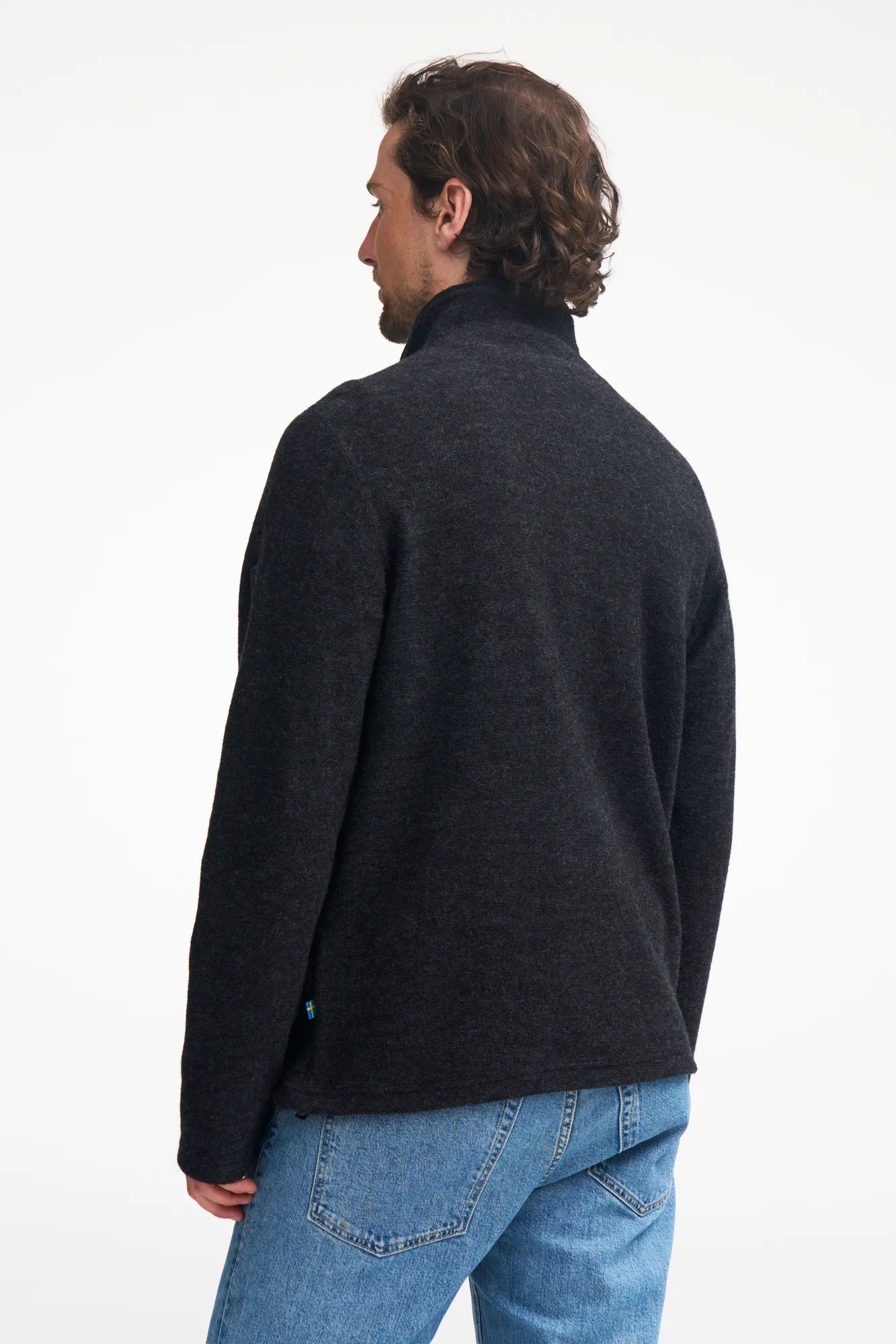 BRUNO FULL ZIP, 60% FILTAD ULL, 40% LYOCELL — GRAPHITE MARL - Image 3