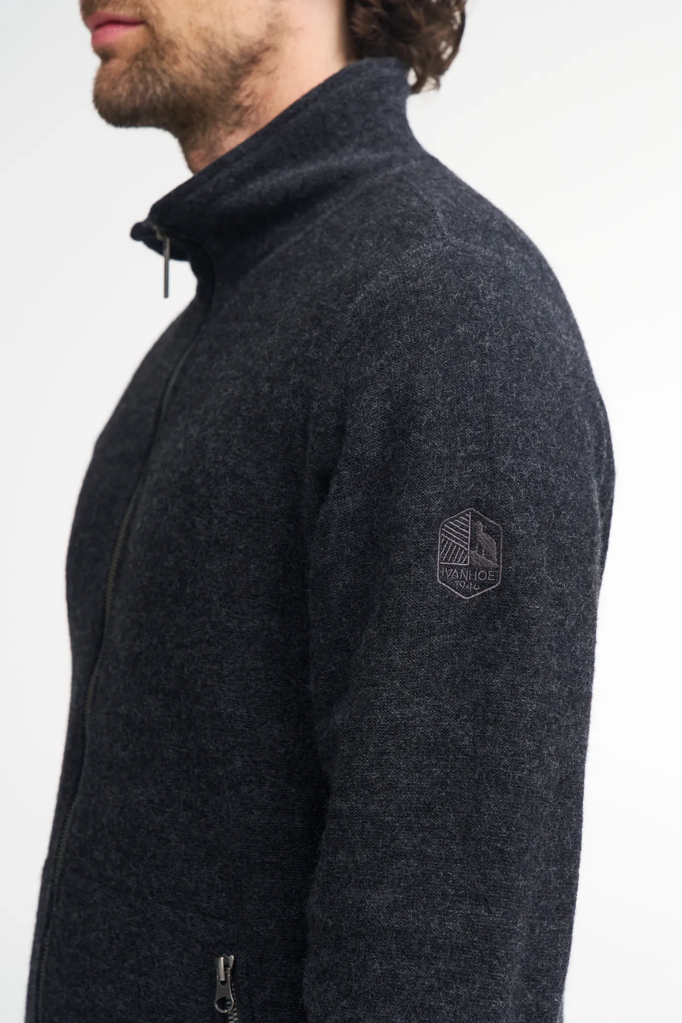 BRUNO FULL ZIP, 60% FILTAD ULL, 40% LYOCELL — GRAPHITE MARL - Image 4