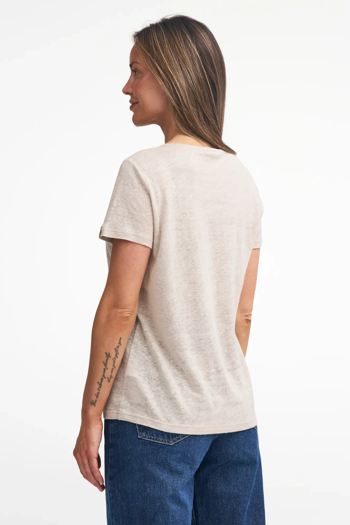 GY LEILA T-SHIRT 100% LIN — STEELBLUE - Image 3