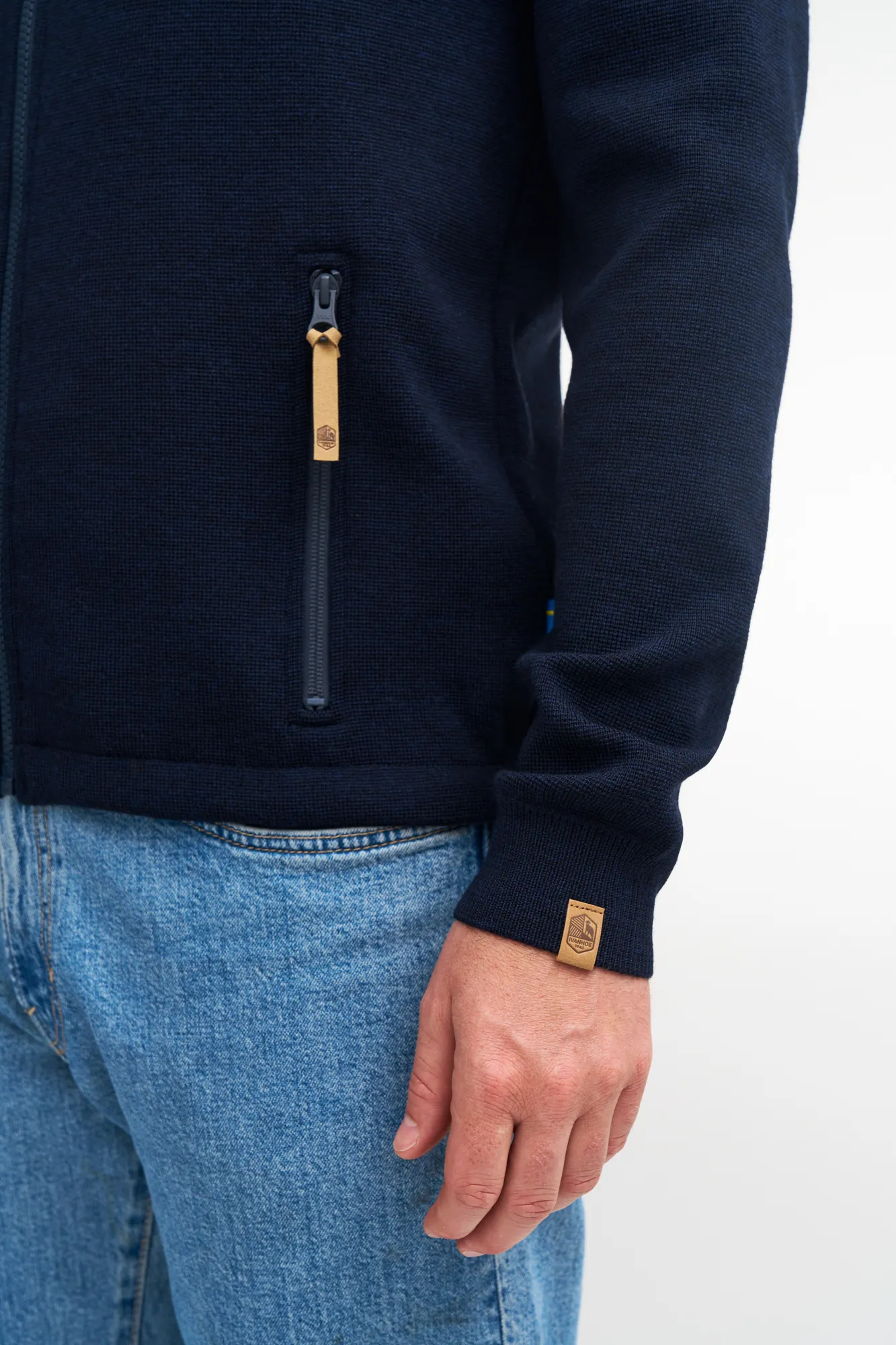 HELMER FULL ZIP 100% MERINOULL — NAVY - Image 3
