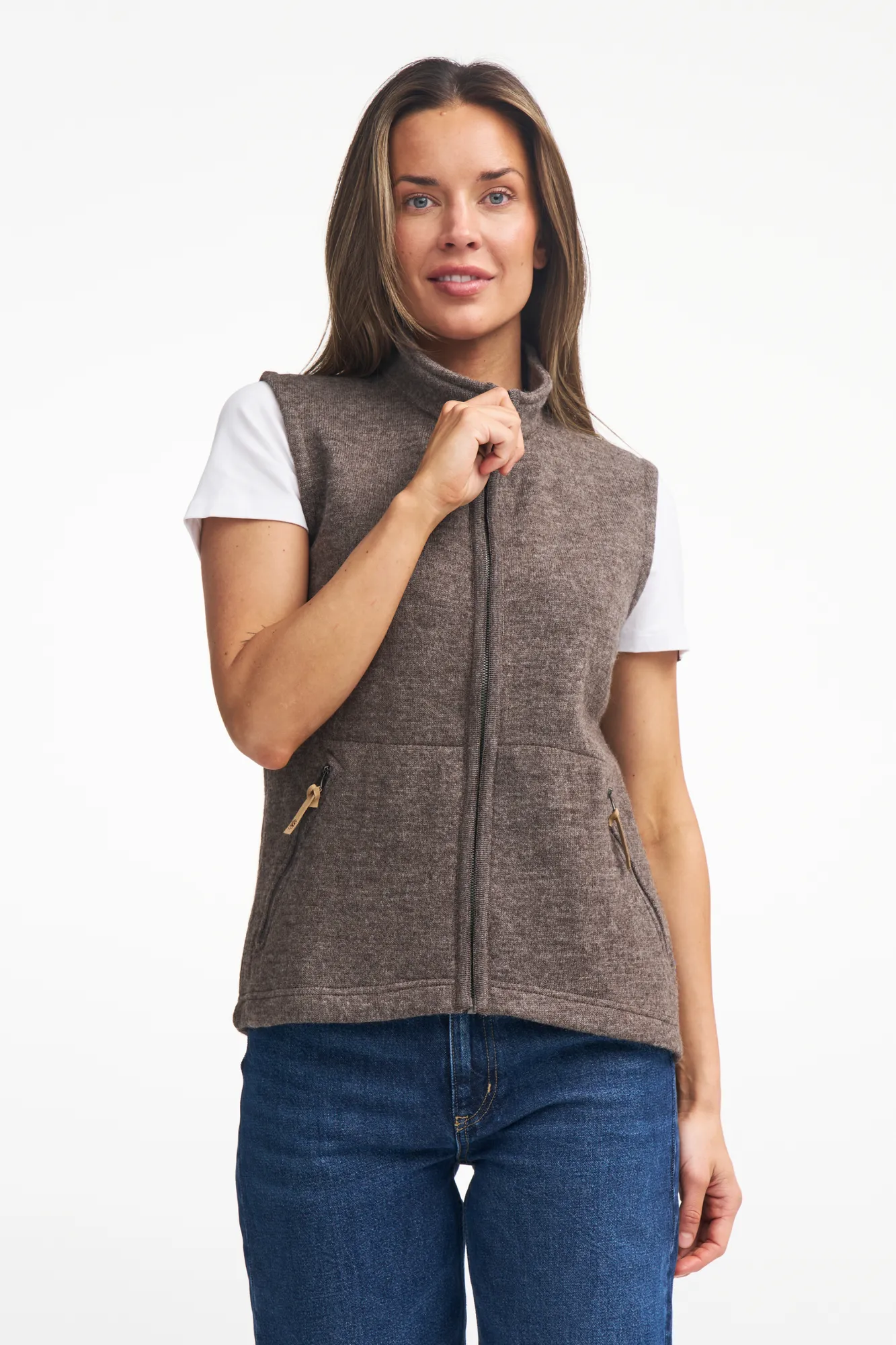 NLS COCO VEST, 100% OFÄRGAD ULL — CHOCOLATE - Image 3